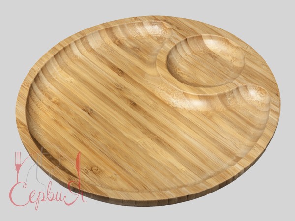 Блюдо круглое 25.5см две секции бамбук WL-771043/А_2