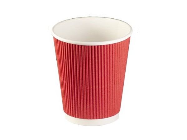 Стакан 270мл паперовий гофра червоний під кришку ST-79 25шт ЕС_1