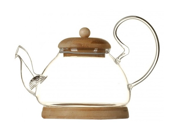 Чайник скляний 600мл з дерев'яною підставкою та кришкою Wilmax 6818_1