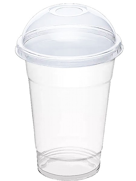 Стакан 500мл з купольною кришкою з отвором 100шт TU_1