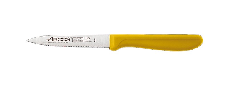 Нож для чистки зубчат. желтый 10см 180615 Genova_1