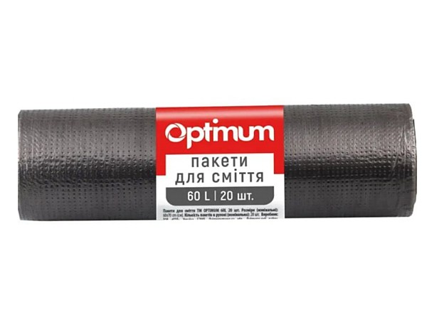 Пакет для сміття 60л 20шт чорний OPTIMUM 16118240 ХД_1