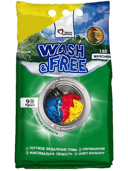 Порошок для прання Універсл 9кг  Wash&Free_1
