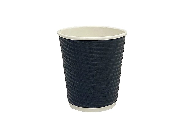 Стакан 270мл паперовий гофра чорний під кришку ST-79 25шт ЕС_1