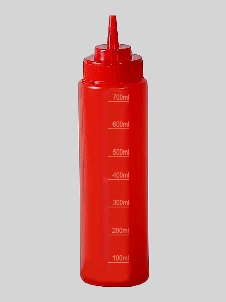 Бутилка пластик. з носиком 720мл червона з рискою Н_2