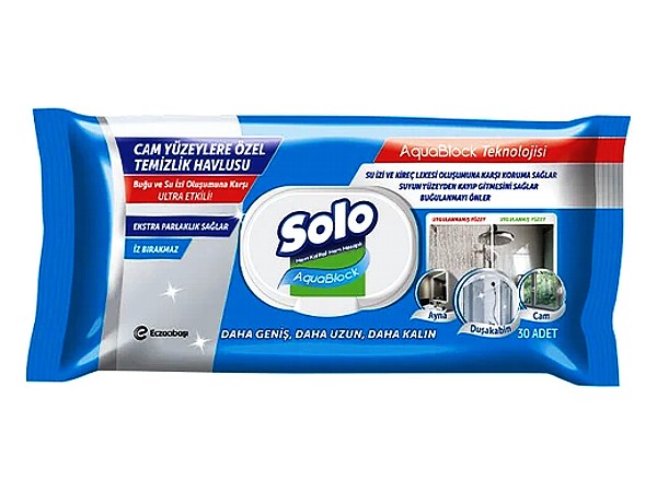 Серветка волога для скла та дзеркал 30шт SOLO Aqua Block 32763470_1
