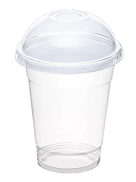 Стакан 400мл з купольною кришкою з отвором 100шт TU_1