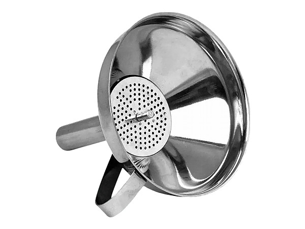 Лійка з ручкою з н/ж сталі з широким шийкою та фільтром 10,5см 112107_1