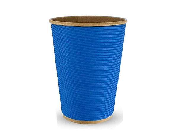 Стакан 440мл паперовий гофра синій/крафт всеред.25шт АПХ 122493_1