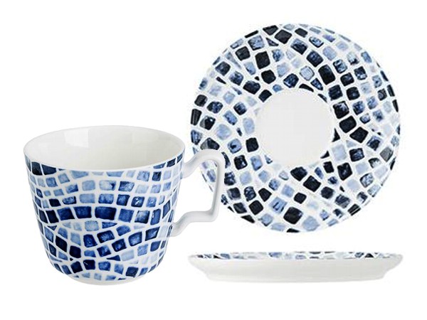 Чашка з блюдцем 200мл Mosaic Blue C&T 2294009/2294015_1