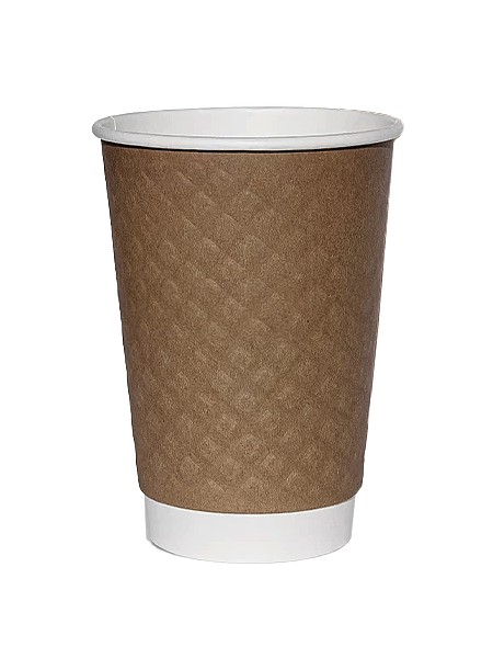 Стакан 340мл паперовий двошаровий Ромб Крафт/білий всередині 25шт АПХ 122635_1